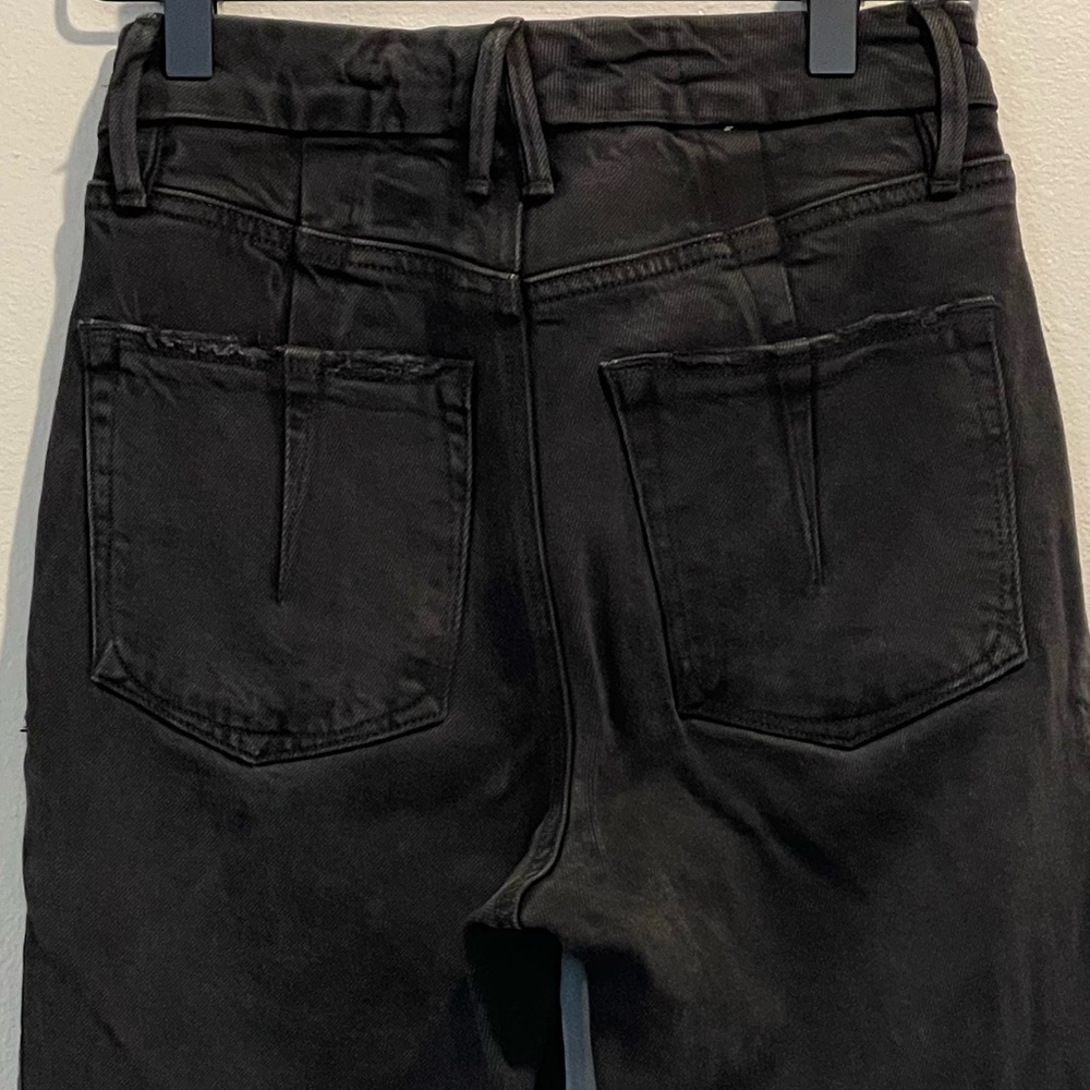 Good American Soft Tech Black Straight Leg Jeans, Good Petite Size 0, Mid-Rise - Picture 16 of 16